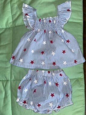 Blue Stripe Stars Toddler Two-Piece Set - Red & White Star Print